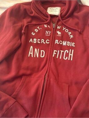 Abercrombie & Fitch Coral-Red Zip Front HoodieVintage